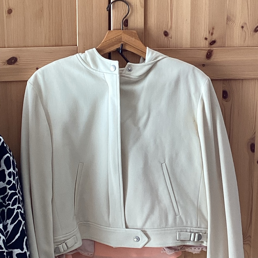 🇺🇸 LAUREN Ralph Lauren EGGSHELL WOOL Cropped Blazer Hoodie Bloomingdale's